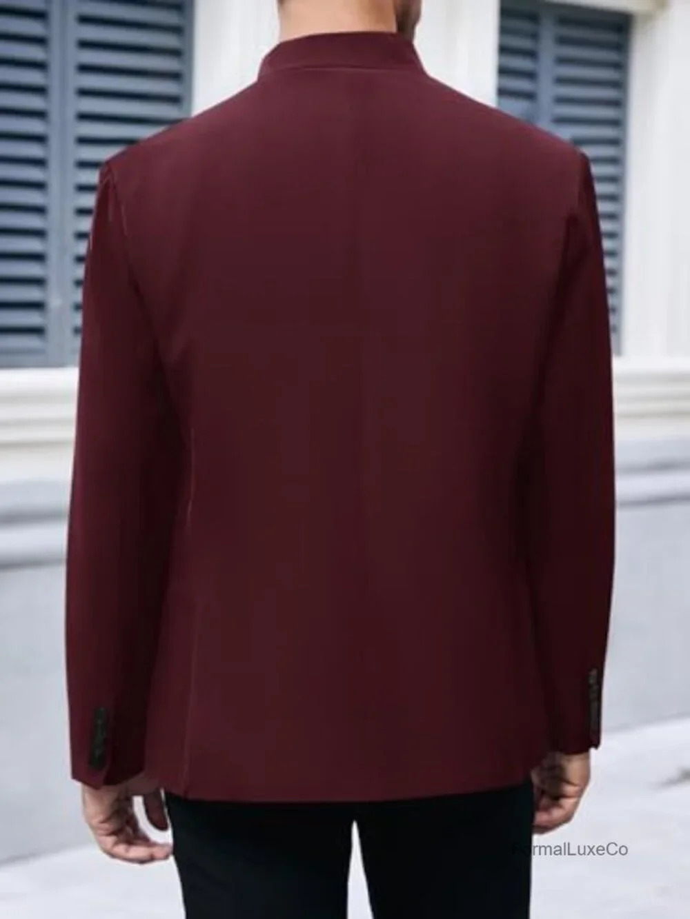 Men's Casual Suit Blazer Mandarin Collar Lightweight Lined Sport Coat